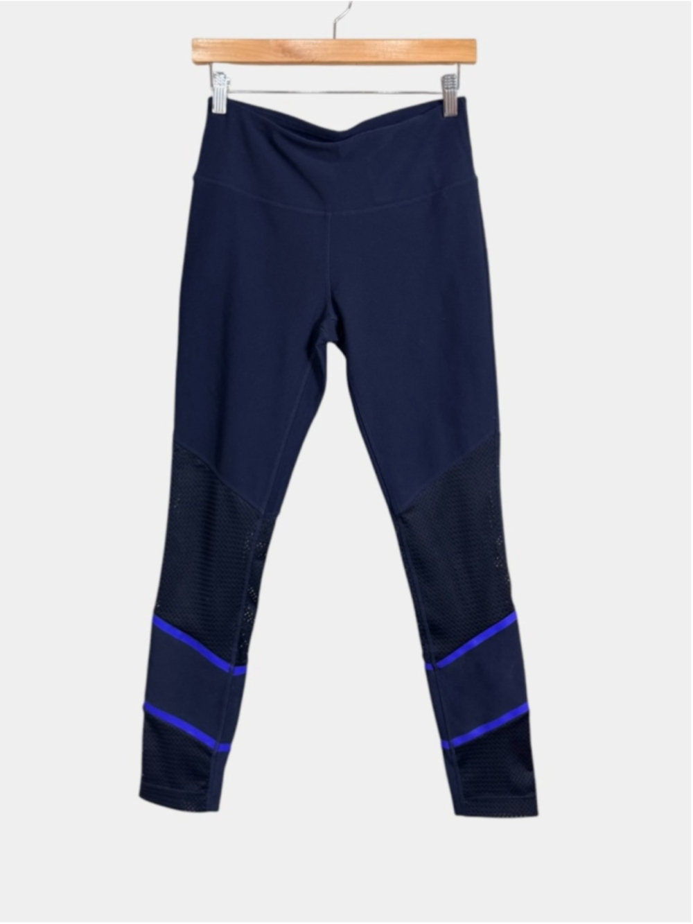 MONDETTA Mesh Blue Leggings High-waisted, Sz S - Picture 2 of 9
